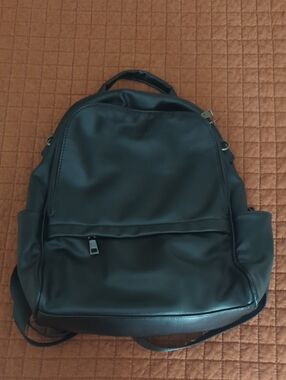 Black Faux Leather Backpack